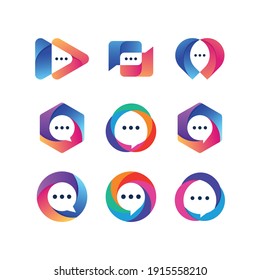 Set of colorful media chat logo vector