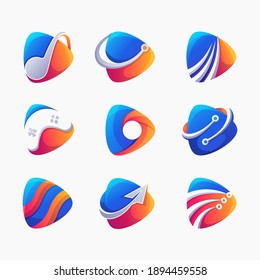 Set of colorful media play logo template