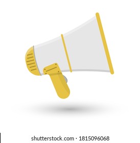 Set of colorful megaphones in flat design isolated on white background. Loudspeaker, megaphone, icon or symbol. Broadcasting, marketing information and speeches. Vector illustration, EPS 10.