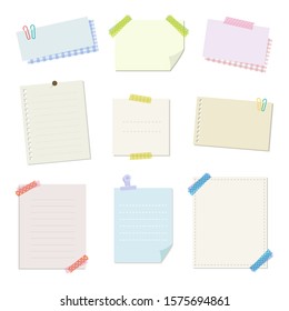 Set of colorful memo and papers