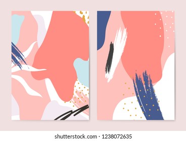 Set of colorful Memphis style backgrounds vector