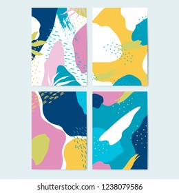 Set of colorful Memphis style backgrounds vector