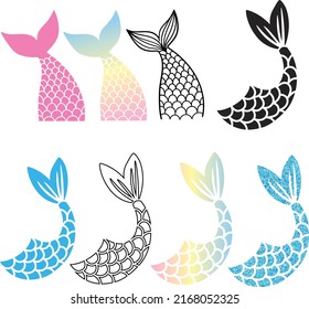 Set Colorful Mermaid Tail Graphics On Stock Vector (Royalty Free ...