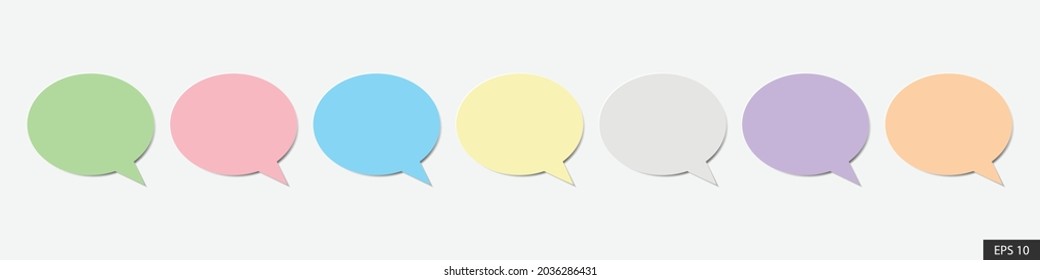 Conjunto de coloridos iconos de mensajes o chats en el diseño de corte de papel aislado en fondo blanco. Concepto de comunicación, ilustración del vector EPS 10.
