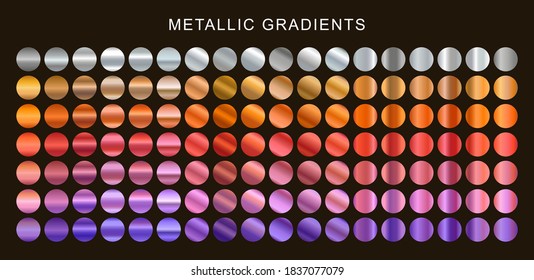Set of colorful metallic gradients. Collection metallic textures.