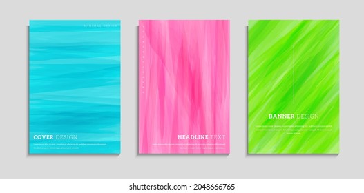 Set Of Colorful Minimal Abstract Watercolor Paint Textures Cover Template