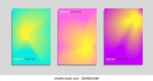 Set Of Colorful Minimal Dynamic Fluid Papercut Style Design For Cover, Poster, Web, Banner Or Presentation