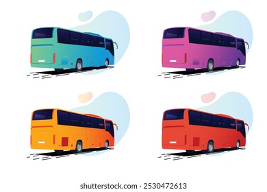 Conjunto de Ilustraciones vectoriales de autobús modernas coloridas para el Transporte y el diseño de viajes