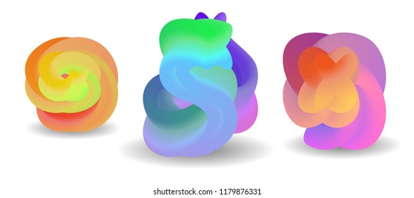 Set of colorful modern design elements. Trendy geometric gradient shapes. Vector, EPS10