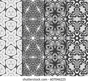 set of colorful modern floral pattern of geometric ornament. Seamless vector illustration. for interior design, printing, wallpaper