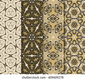 set of colorful modern floral pattern of geometric ornament. Seamless vector illustration. for interior design, printing, wallpaper