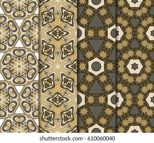 set of colorful modern floral pattern of geometric ornament. Seamless vector illustration. for interior design, printing, wallpaper