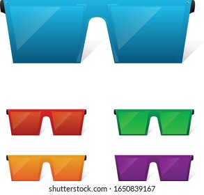 set of colorful modern sunglasses