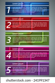 Set of Colorful Modern Text Box With Number Template, Star, Glowing Line & Rectangle Glowing Background Design, For Banner, Website, Brochure, Vector Illustration