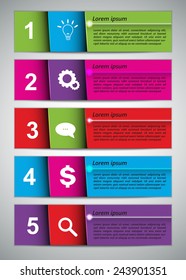 Set of Colorful Modern Text Box With Number - Business Icon and Information Text Design, For Banner, Website, Brochure, Vector Illustration