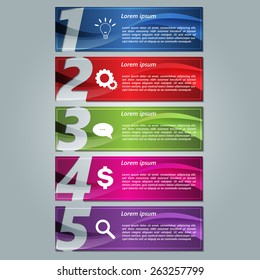 Set of Colorful Modern Text Box With Number Template, Rectangle Abstract Background Design, For Banner, Website, Brochure, Vector Illustration