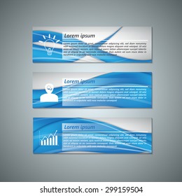 Set of Colorful Modern Text Box With Business Icon and Abstract Blue Background Design, For Banner, Website, Brochure, Business Infographics, Vector Illustration