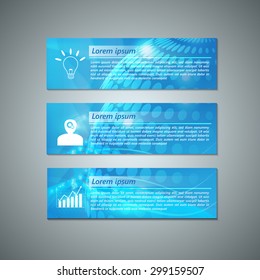 Set of Colorful Modern Text Box With Business Icon and Blue Globe Dotted Background Design, For Banner, Website, Brochure, Business Infographics, Vector Illustration