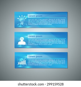 Set of Colorful Modern Text Box With Business Icon and Abstract Blue Background Design, For Banner, Website, Brochure, Business Infographics, Vector Illustration