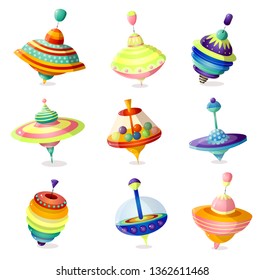Set of colorful modern whirligig toy for home kids