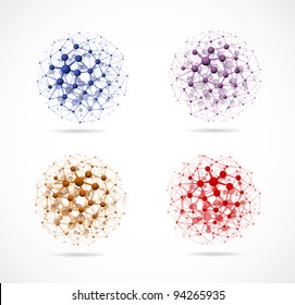 Set Of Colorful Molecular Structures In The Form Of A Sphere. Eps 10