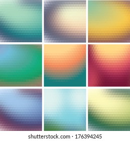 set of colorful mosaic background of triangles