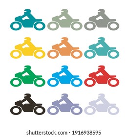 Set Of Colorful Motorcycle Symbol Vector Graphic