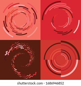 conjunto de anillos cíclicos, cíclicos, cíclicos y cíclicos, multicolores y monocromos. espirales giratorias, vortexes, putas. formas circulares abstractas, de bucle radial, elementos sobre fondo coloreado, fondo