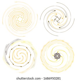 set of colorful, multicolor and monochrome cyclic, cycle concentric rings. revolved spirals, vortexes, swirl, spirals and twirls. abstract circular, radial loop shapes, elements