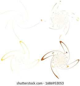 set of colorful, multicolor and monochrome cyclic, cycle concentric rings. revolved spirals, vortexes, swirl, spirals and twirls. abstract circular, radial loop shapes, elements