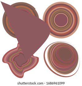 set of colorful, multicolor and monochrome cyclic, cycle concentric rings. Revolved spirals, vortexes, swirl and twirls. abstract circular, radial loop shapes, elements
