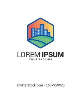 Set of colorful multicolored real estate logo designs for business visual identity. EPS 10