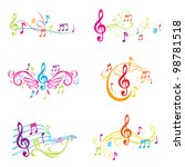 Set of Colorful Musical Notes Illustration - in vector