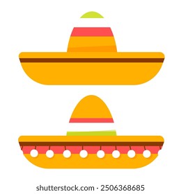 Set of colorful national Mexican hats sombreros