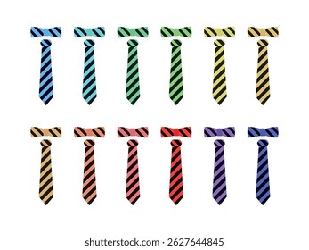 Set of colorful Necktie with bow vector illustration