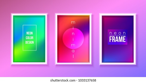 Set of colorful neon frames design, vector illustration