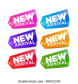 set of colorful new arrival labels