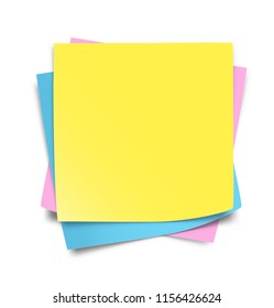 Set of colorful note papers with curled corners isolated on white background. Vector illustration. Can be use for your design, presentation, promo, adv. EPS10.