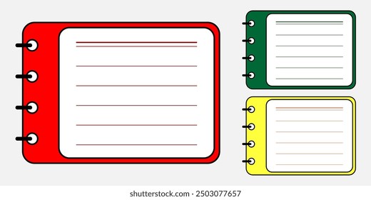 Set of colorful note papers on a white background. Vector illustration.