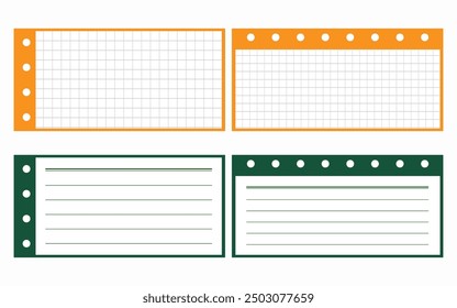 Set of colorful note papers on a white background. Vector illustration.