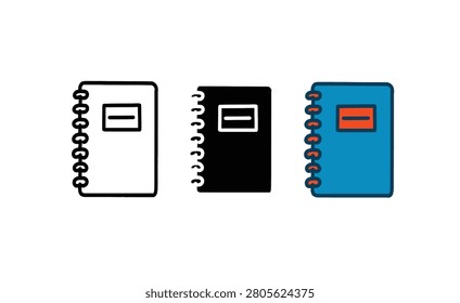 Set of colorful notebook icons with binder rings