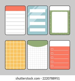 conjunto de notas coloridas, estilo de doodle mínimo, vector, diseño de ilustración.