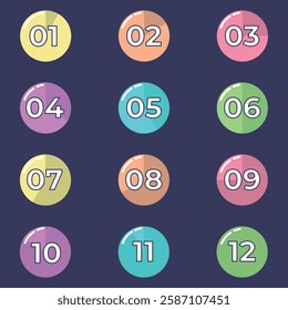 set of colorful number bullet points vector design template