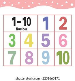 set of colorful numbers ,Bold trendy style typography contains 1, 2, 3, 4, 5, 6, 7, 8, 9, 0 for posters.