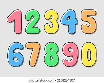 Set of colorful numbers isolated on a grey background. Vector illustration for children, greeting card template.