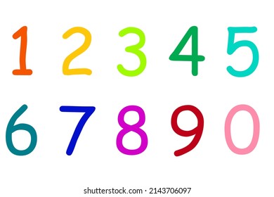 Set of colorful numbers: ten, nine, eight, seven, six, five, four, three, two, one. Vector illustration