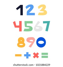 Set of colorful numbers. Vector hand drawn illustration.