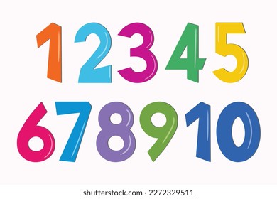 Set of colorful numbers. Vector illustration. Template elements for greeting card, web design. Mathematics educational children game.