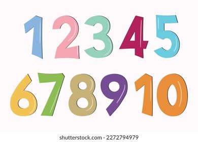 Set of colorful numbers. Vector illustration. Template elements for greeting card, web design. Mathematics educational children game.