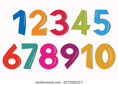 Set of colorful numbers. Vector illustration. Template elements for greeting card, web design. Mathematics educational children game.